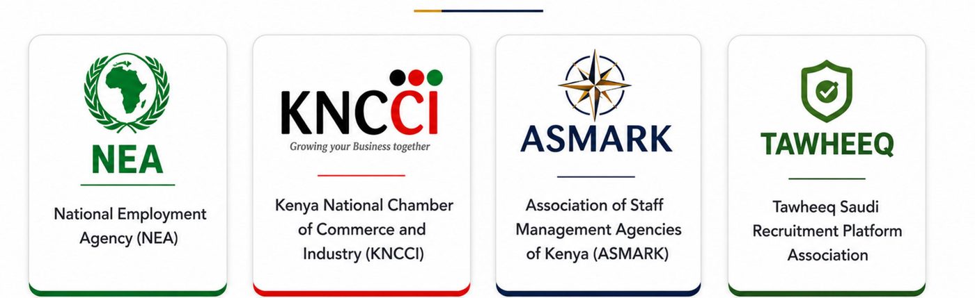 Keystone Global Manpower accreditations: NEA, KNCCI, ASMARK, Tawheeq